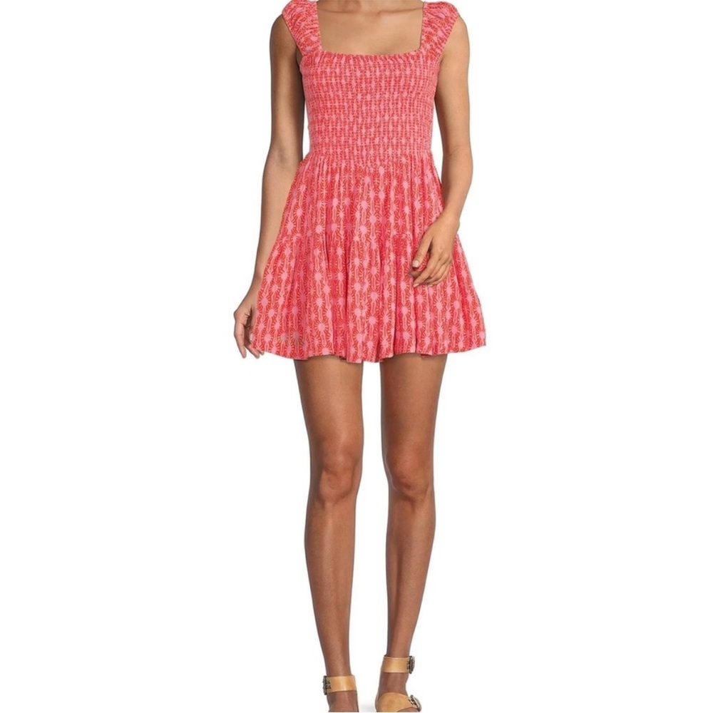 Free People Vibrant Pink and Red A-Line Dress